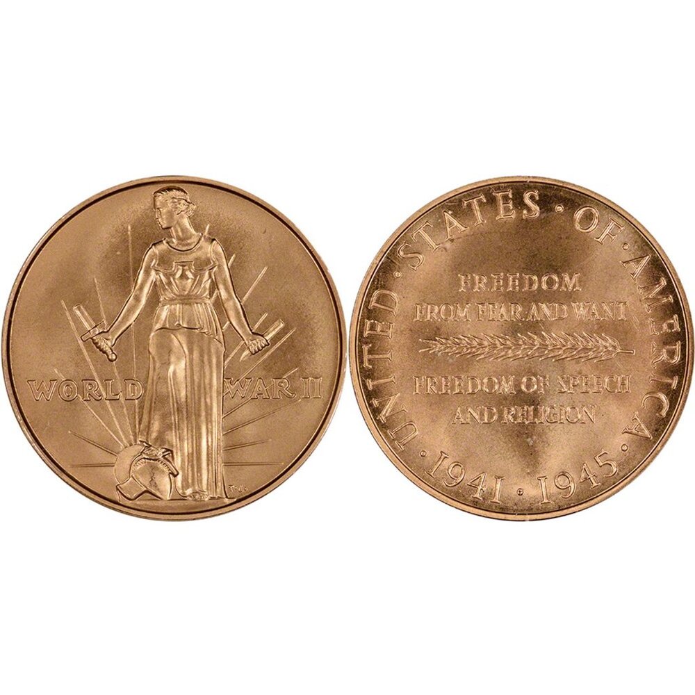 World War II 50th Anniversary Commemorative Coin and Victory Medal Set